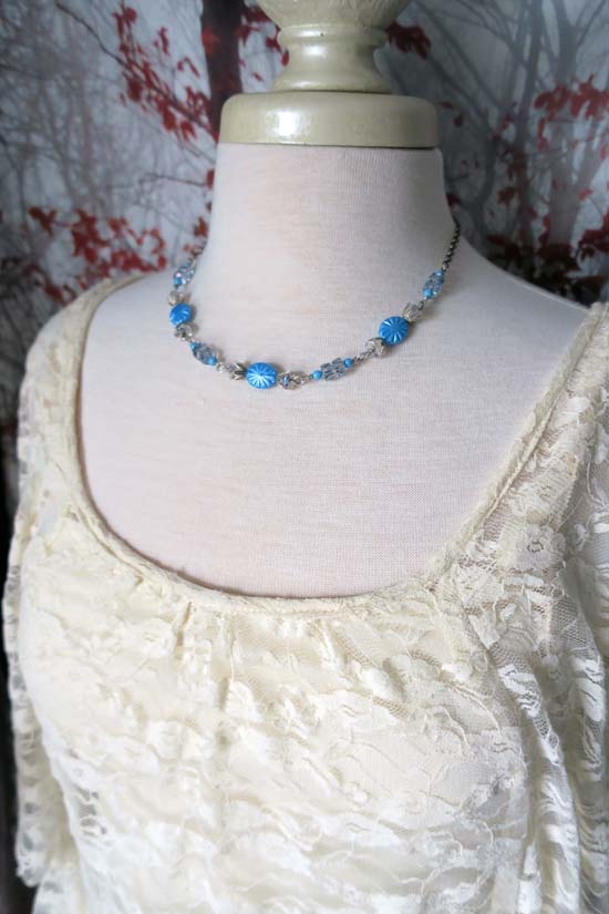 Old Fashioned Christmas Candy - Ice Blue Mint - Necklace