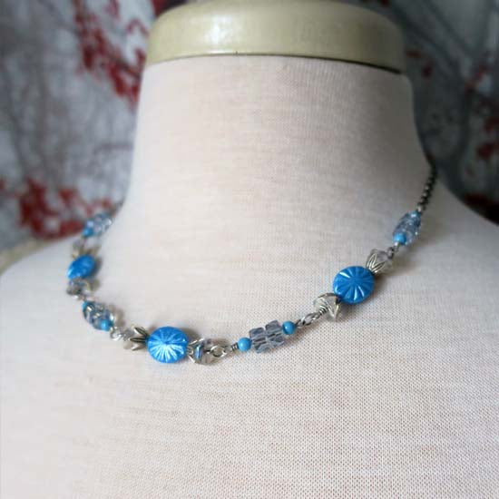 Old Fashioned Christmas Candy - Ice Blue Mint - Necklace