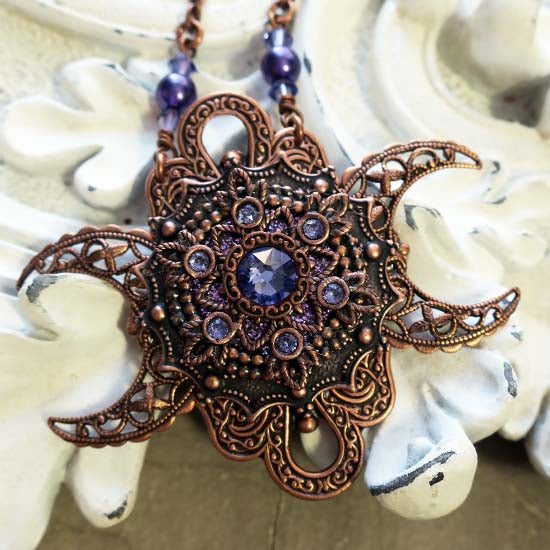 ICLYN GODDESS Triple Moon Necklace - Tanzanite Purple