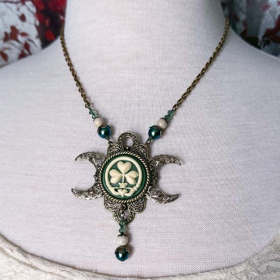 IRISH GODDESS Triple Moon Necklace - Antique Brass