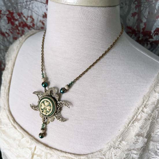 IRISH GODDESS Triple Moon Necklace - Antique Brass