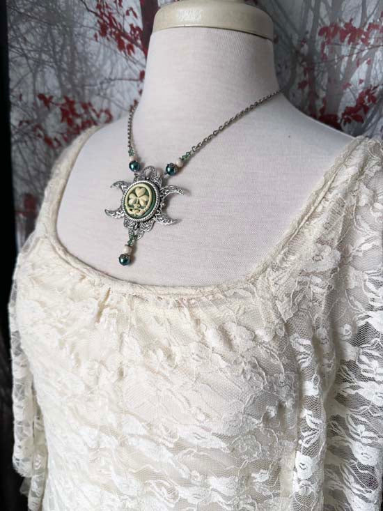 IRISH GODDESS Triple Moon Necklace - Antique Silver