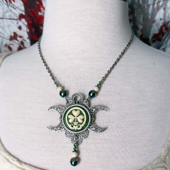 IRISH GODDESS Triple Moon Necklace - Antique Silver