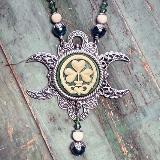 IRISH GODDESS Triple Moon Necklace - Antique Silver