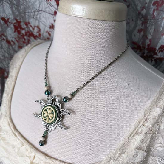 IRISH GODDESS Triple Moon Necklace - Antique Silver