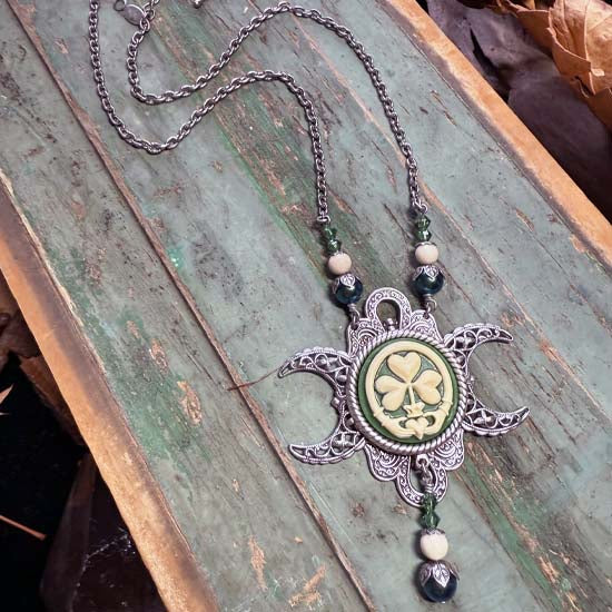 IRISH GODDESS Triple Moon Necklace - Antique Silver