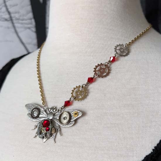 JEWELED STEAMPUNK BEE Necklace