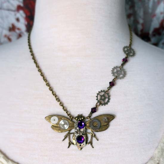 JEWELED STEAMPUNK BEE Necklace