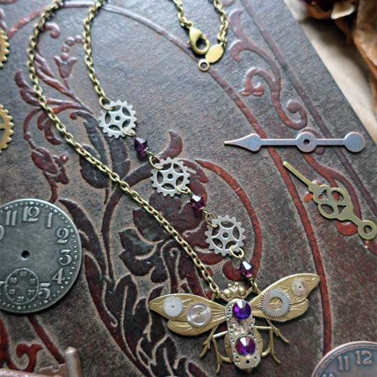 JEWELED STEAMPUNK BEE Necklace