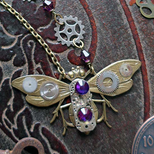 JEWELED STEAMPUNK BEE Necklace