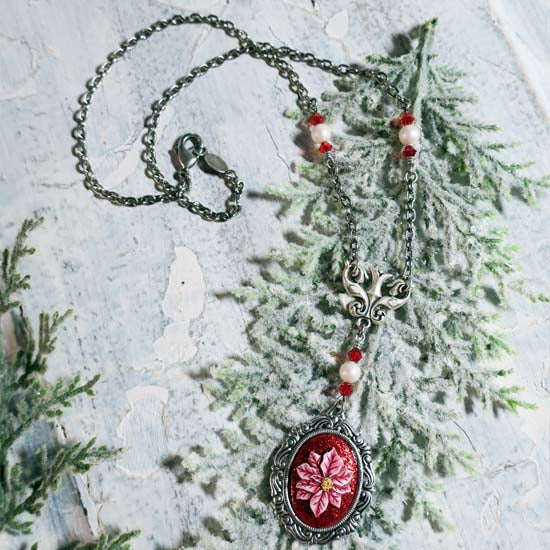 Jingle Bells Poinsettia - Necklace