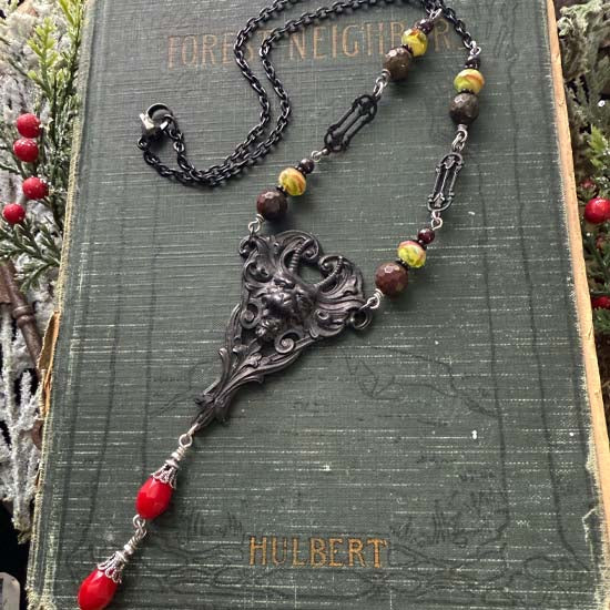 KRAMPUS Necklace - black satin finished brass