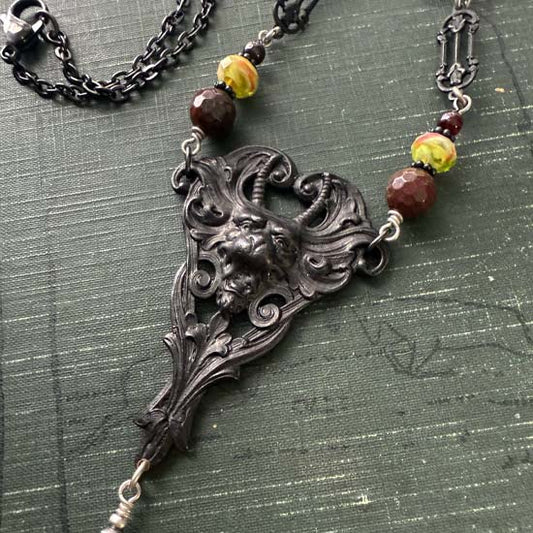 KRAMPUS Necklace - black satin finished brass
