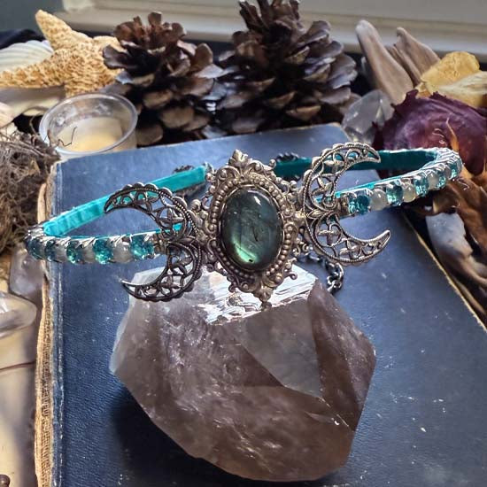 LABRADORITE GODDESS Triple Moon Circlet