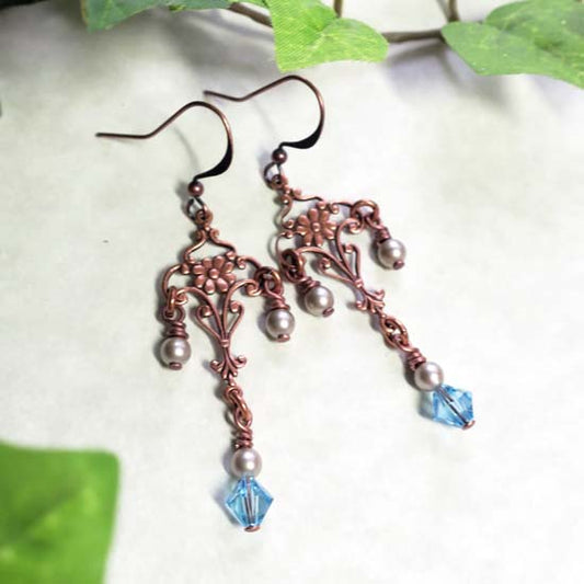 Lady of the Lake  Earrings - aged copper -
