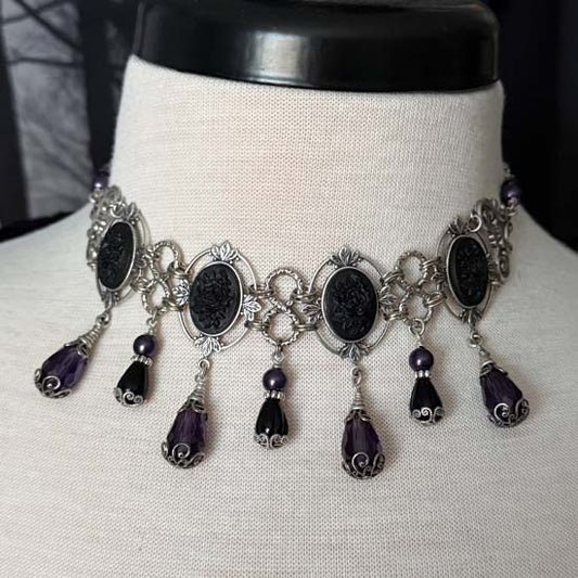 LADY VAMP Choker Style Necklace - deep purple