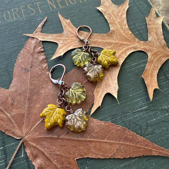 LATE AUTUMN Earrings - antique copper B