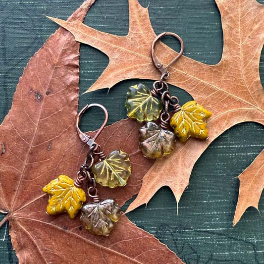 LATE AUTUMN Earrings - antique copper B