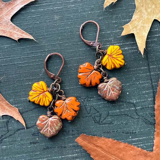 LATE AUTUMN Earrings - antique copper A - 1