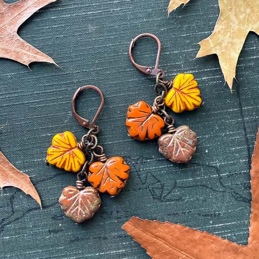 LATE AUTUMN Earrings - antique copper A - 1
