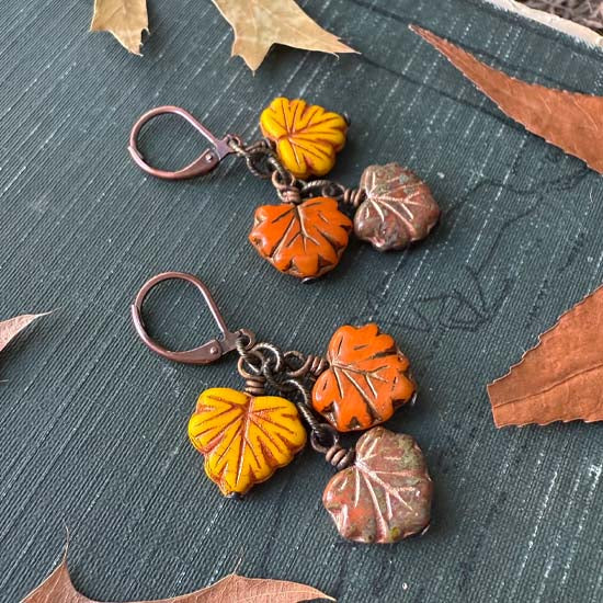 LATE AUTUMN Earrings - antique copper A - 1