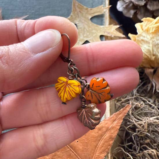 LATE AUTUMN Earrings - antique copper A - 1