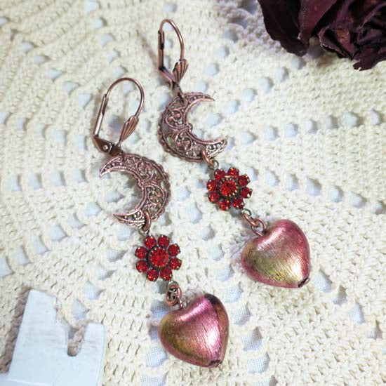 Love Moon Earrings - Red