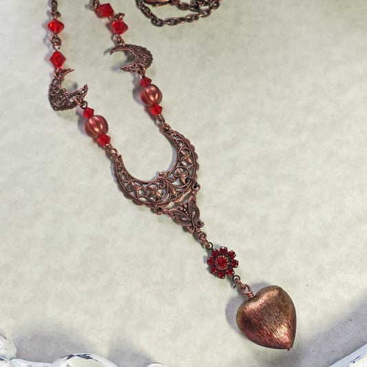 Love Moon Necklace - Red