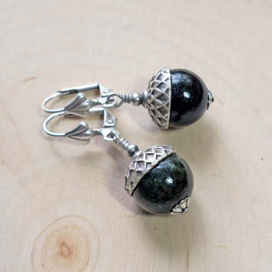 5  Birthstone Oak + Acorn *May/Emerald* - earrings