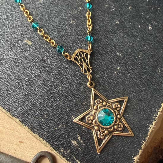 MERMAID STAR Necklace - antique brass