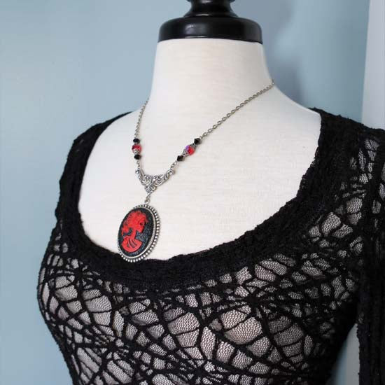 Midnight Dance Necklace - Red with Silver