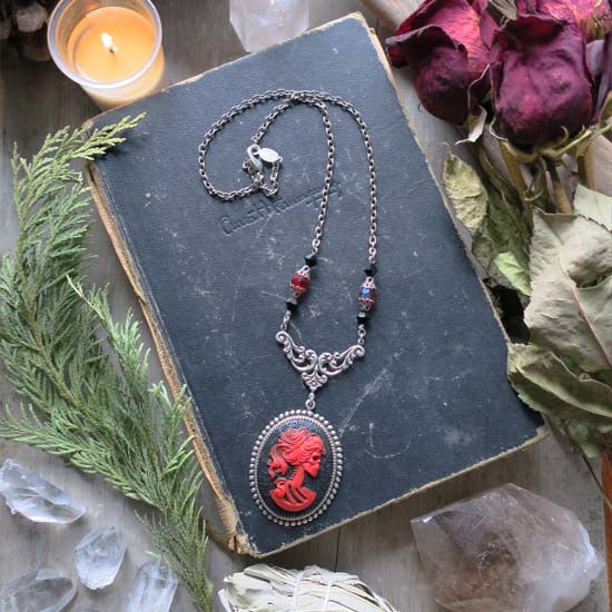 Midnight Dance Necklace - Red with Silver