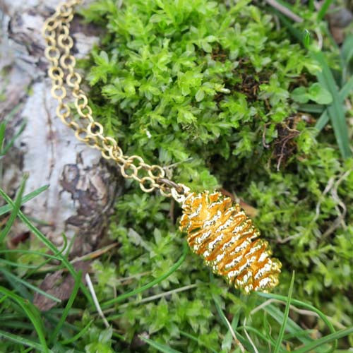 Real Pine Cone Necklace - 24K Gold