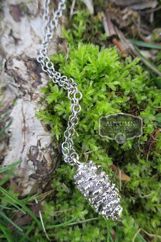 Real Pine Cone Necklace - Fine Silver