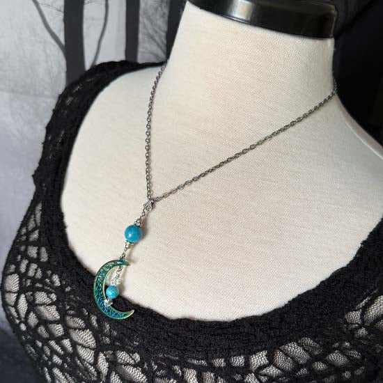 MYSTICAL MOON Necklace - Turquoise w/rainbow