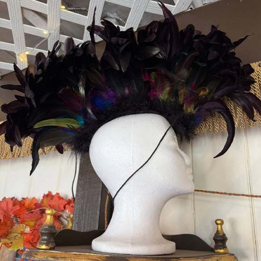 FEATHER MOHAWK - Dark Purple with Rainbow Accent
