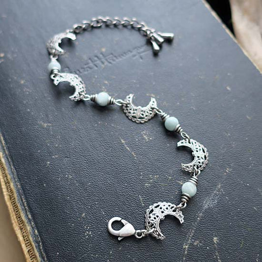 MOON MAIDEN Bracelet - silver with Green Moonstone