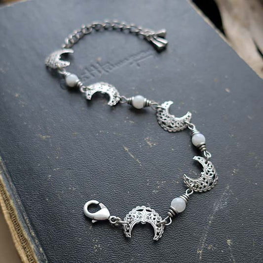 MOON MAIDEN Bracelet - silver with Rainbow Moonstone