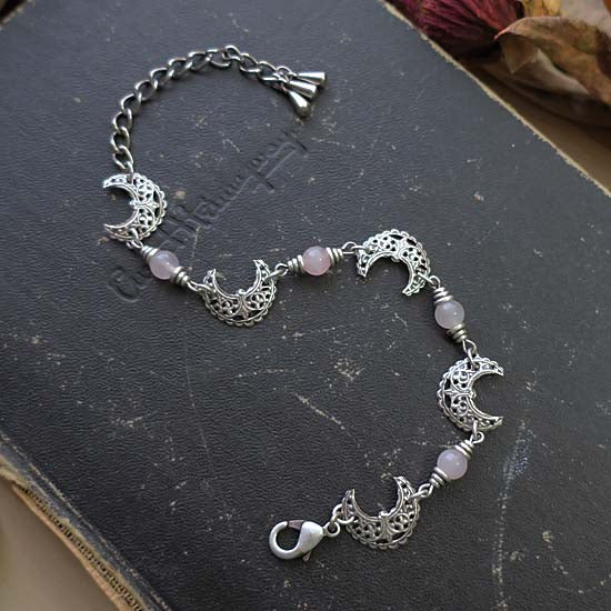 MOON MAIDEN Bracelet - silver with Rose Quartz