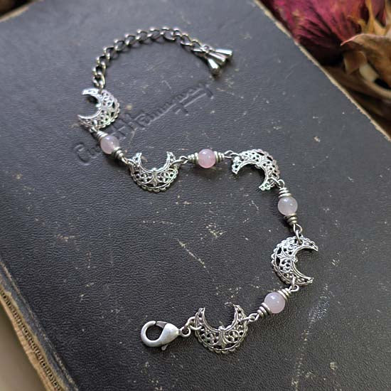 MOON MAIDEN Bracelet - silver with Rose Quartz