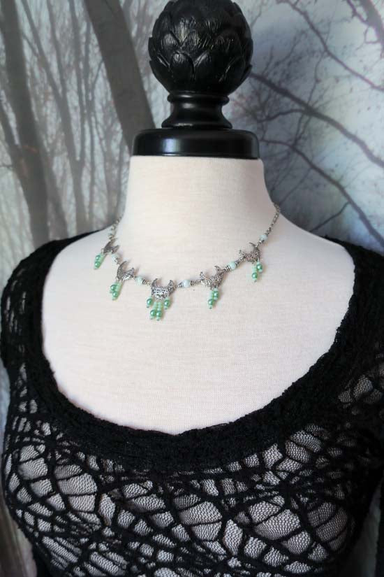 MOON MAIDEN Necklace - silver with Green Moonstone