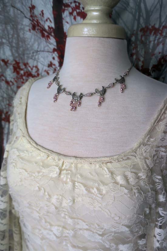 MOON MAIDEN Necklace - silver with Rose Quartz