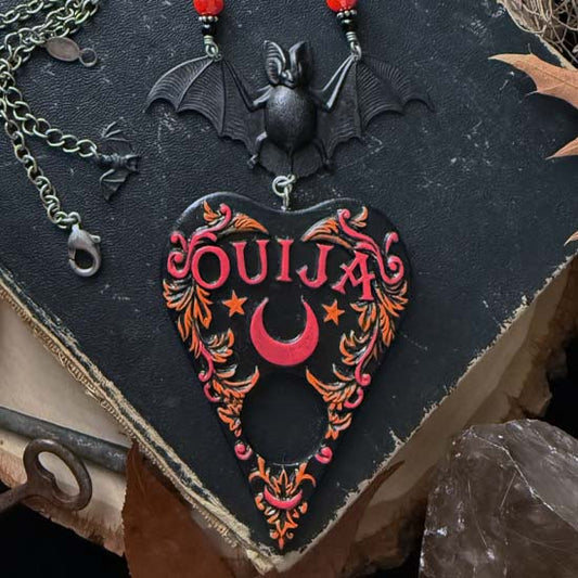 MYSTIC Necklace - red/orange - antique silver