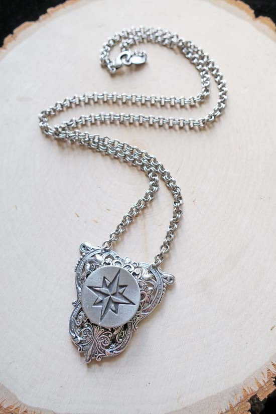 Nautical Compass Shield Necklace