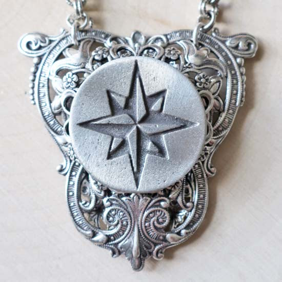 Nautical Compass Shield Necklace