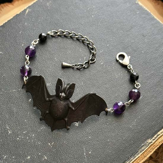 NOCTURNE Bracelet - blackened brass w/Amethyst