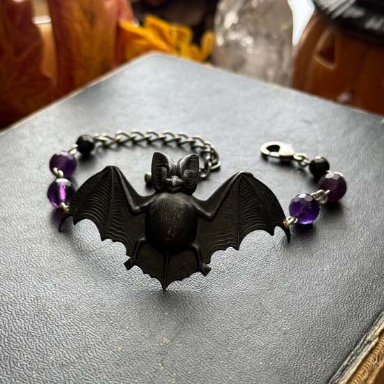 NOCTURNE Bracelet - blackened brass w/Amethyst