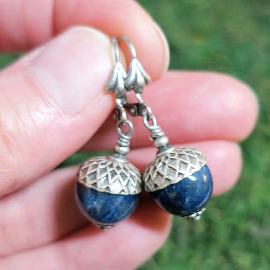 9  Birthstone Oak + Acorn *September/Kyanite* - earrings