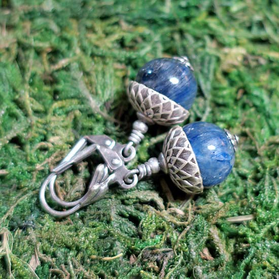 9  Birthstone Oak + Acorn *September/Kyanite* - earrings