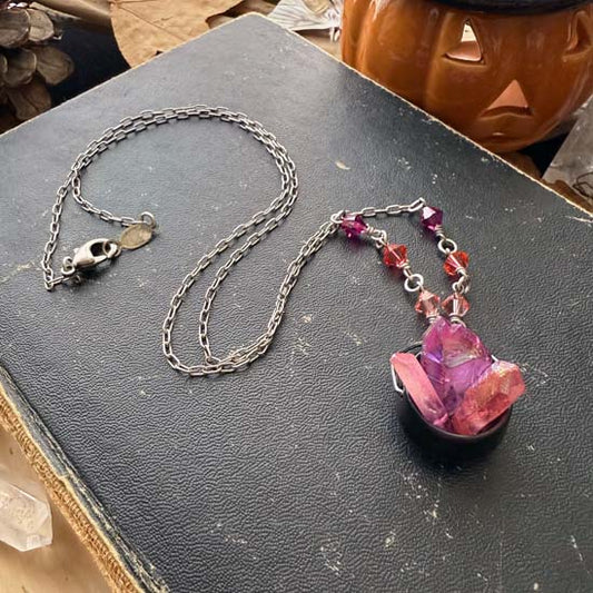 CRYSTAL CAULDRON Necklace - Pink Aura Quartz